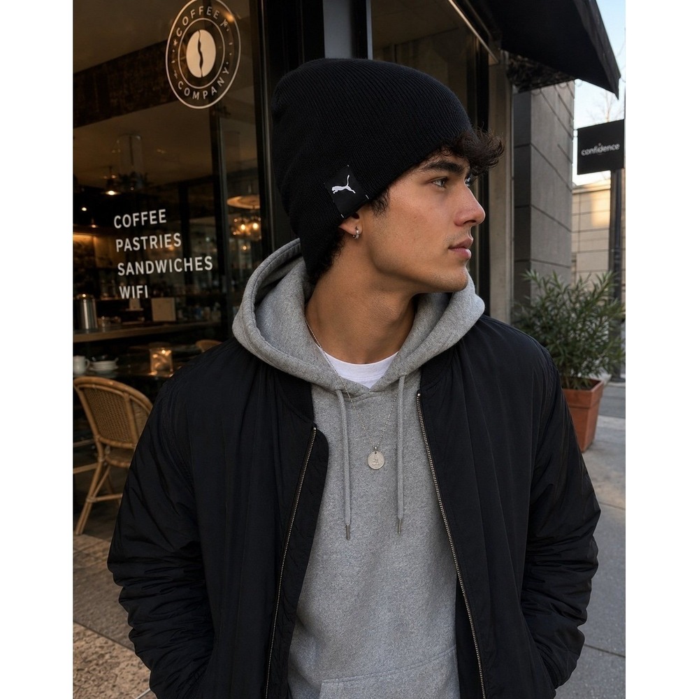 Puma‎ Black Knit Beanie Hat One Size Unisex Acrylic Winter Skull Cap